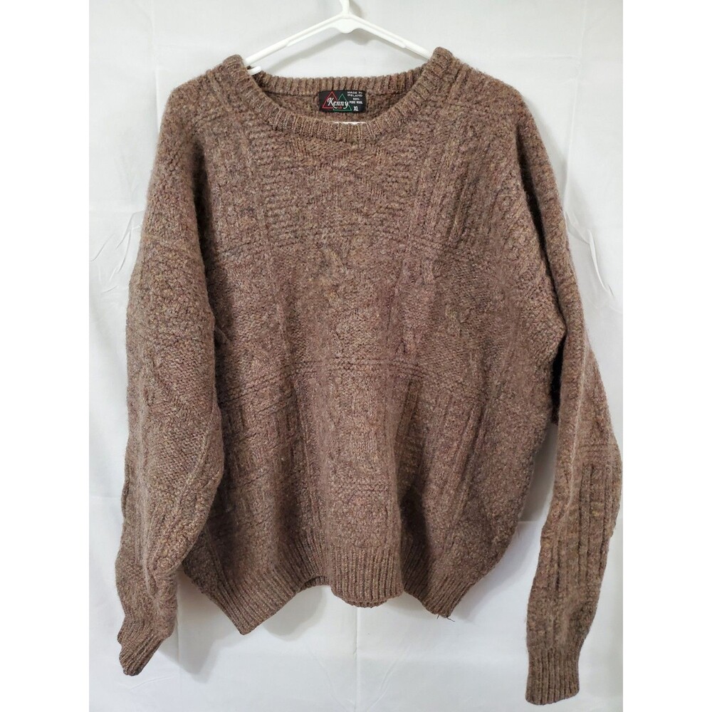 Vintage Mens Wool Fisherman Sweater XL Kenny Hand Knits Made Ireland Pullover